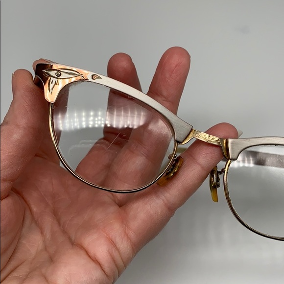Vintage cat eye glasses two tone 10k RGP Engraved - Picture 3 of 9